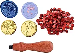 Sinete para lacre de cera + 2 Carimbos Metálicos (clichê) + 100 ceras - Convites, Scrapbook, Confeitaria, chocolate, cera Embalagens de Presentes (vermelho acobreada)