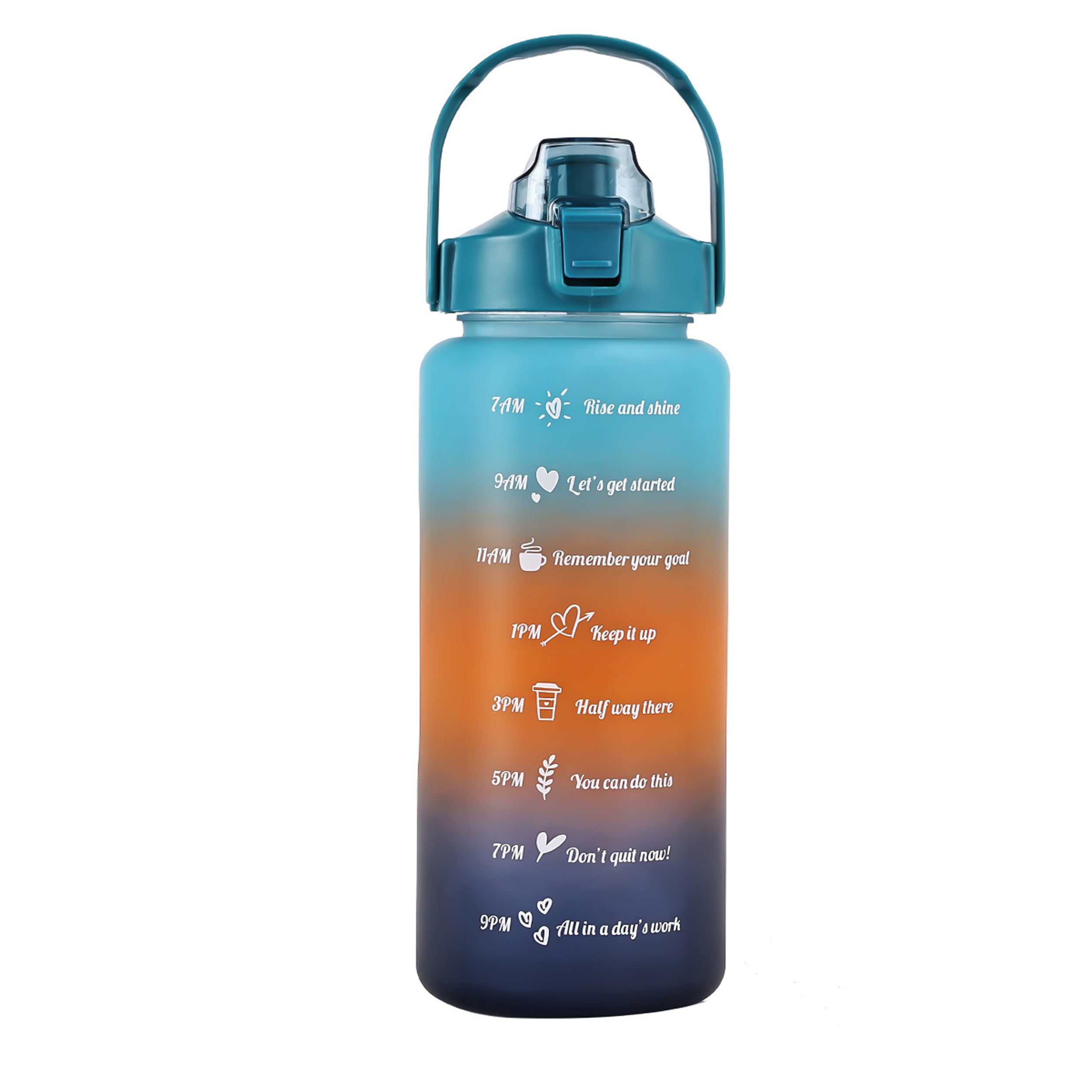 EITMOW 64 oz Motivational Water Bottle with Straw & Time Marker, Large BPA Free Leakproof Water Jug, Half Gallon Sports Water Bottle for Gym, Fitness, Hiking & Outdoor (Blue)