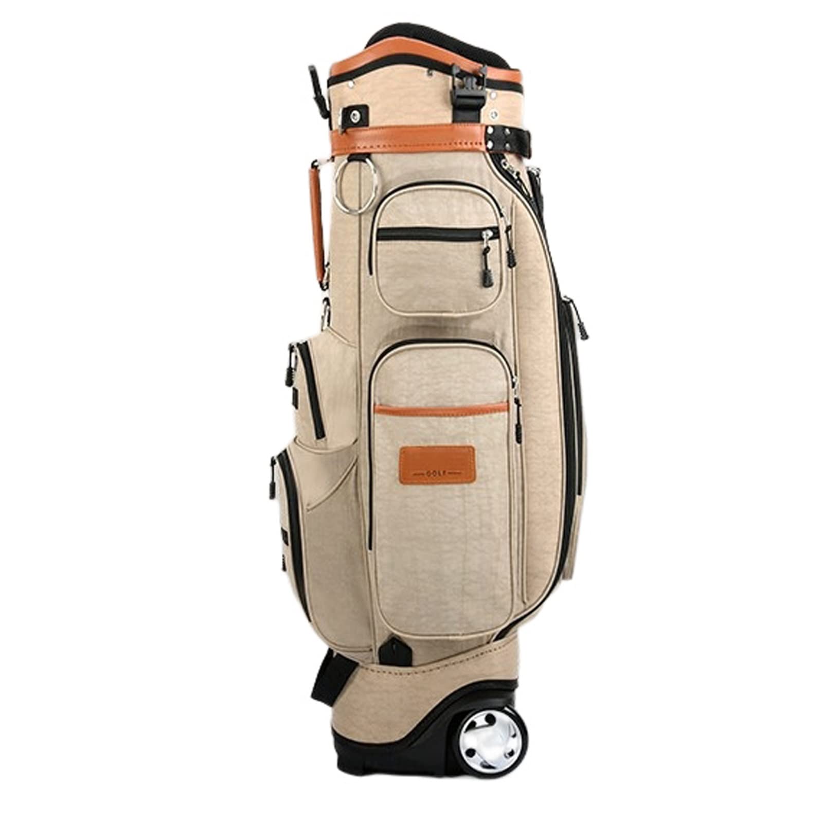 Golf Bag with Multiple Pockets, Golf Club Travel Bag with Wheels, Super Large Pulley, Smooth Towing, Wear-Resistant and Durable, Large-Capacity Design