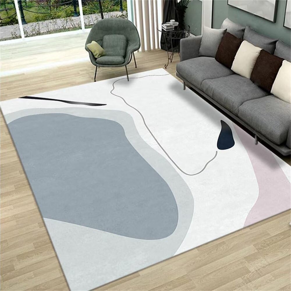 Tapis de chambre bleu gris bicolore lavable et accessoires de style