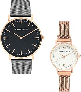 Joker & Witch Stainless Steel Joker And Witch Jamie And Landon Couple Analogue Watches, White Dial, Gold Band
