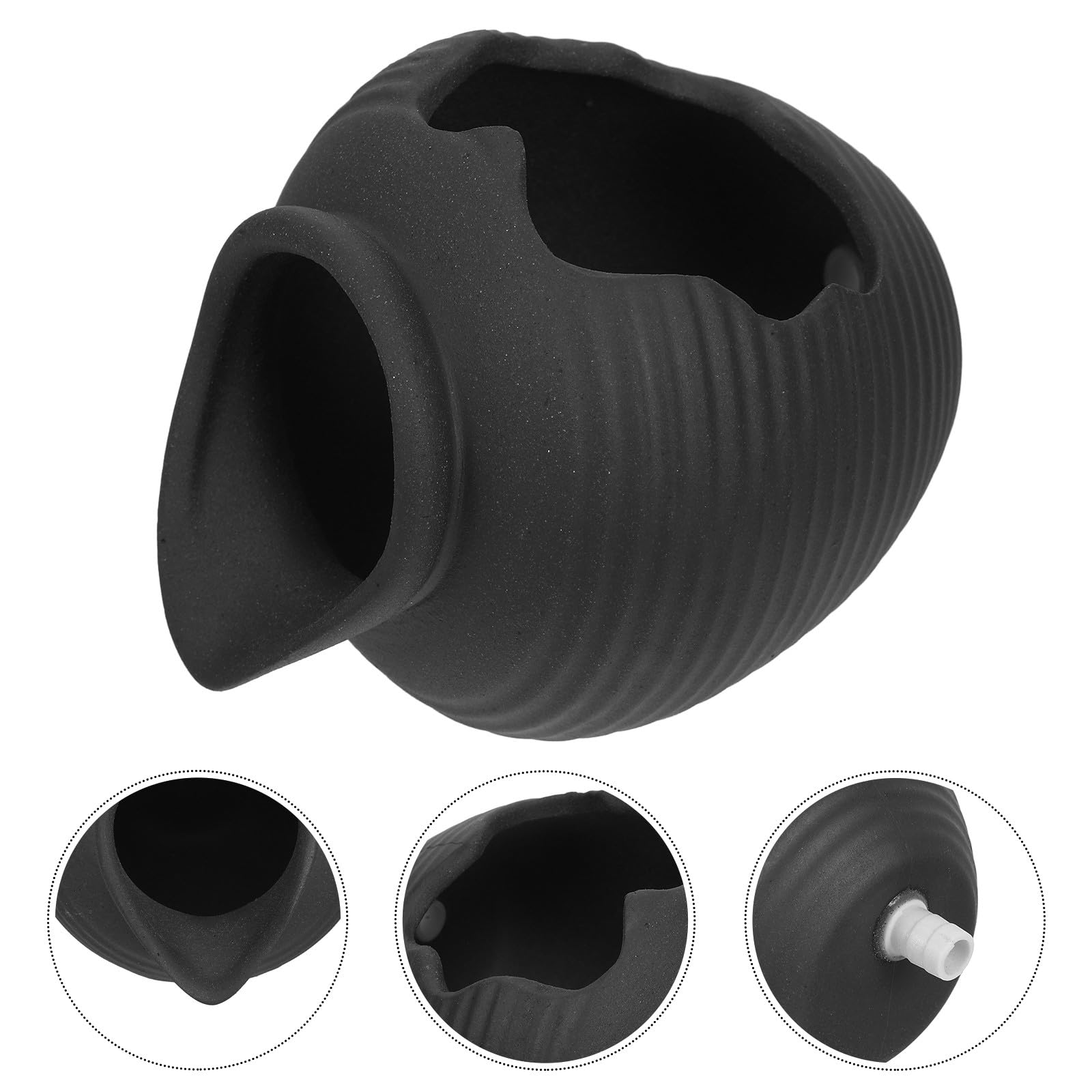 ULTECHNOVO Fontaine de Jardin en Pot Céramique Noire pour Extérieur, Jarre Cascade et Filtration Circulaire, Décoration de Jardin Paisible Toute Saison