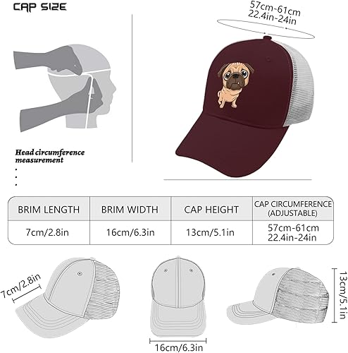 Miniatura 4 de Hat Pug Dog Dad Hats, Funny Hats for Men