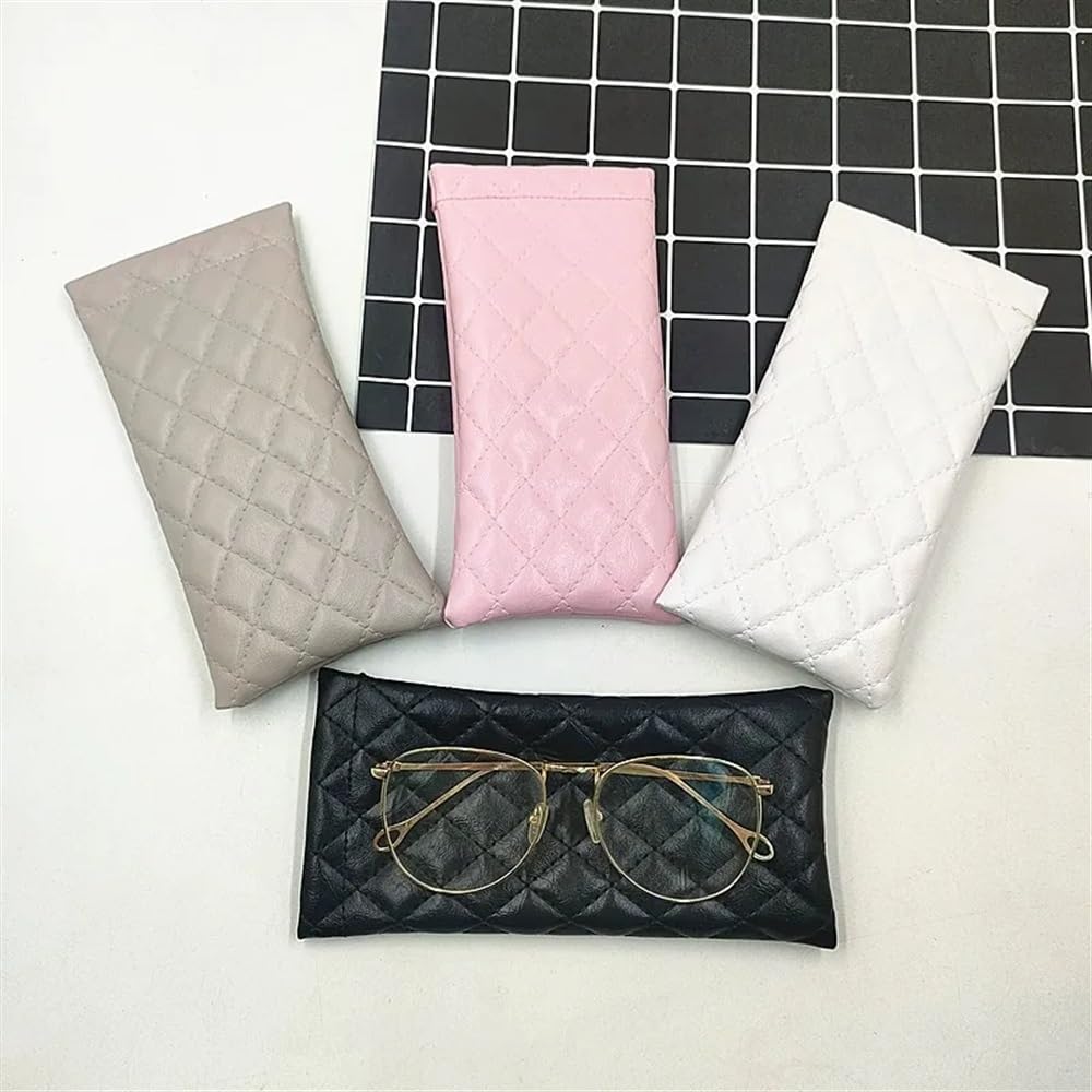 2/4/6 bolsas de piel sintética para gafas de sol, funda para gafas de sol, bolsillo con cordón, bolsa para teléfono móvil, funda de almacenamiento impermeable para gafas (blanco, 6 piezas),