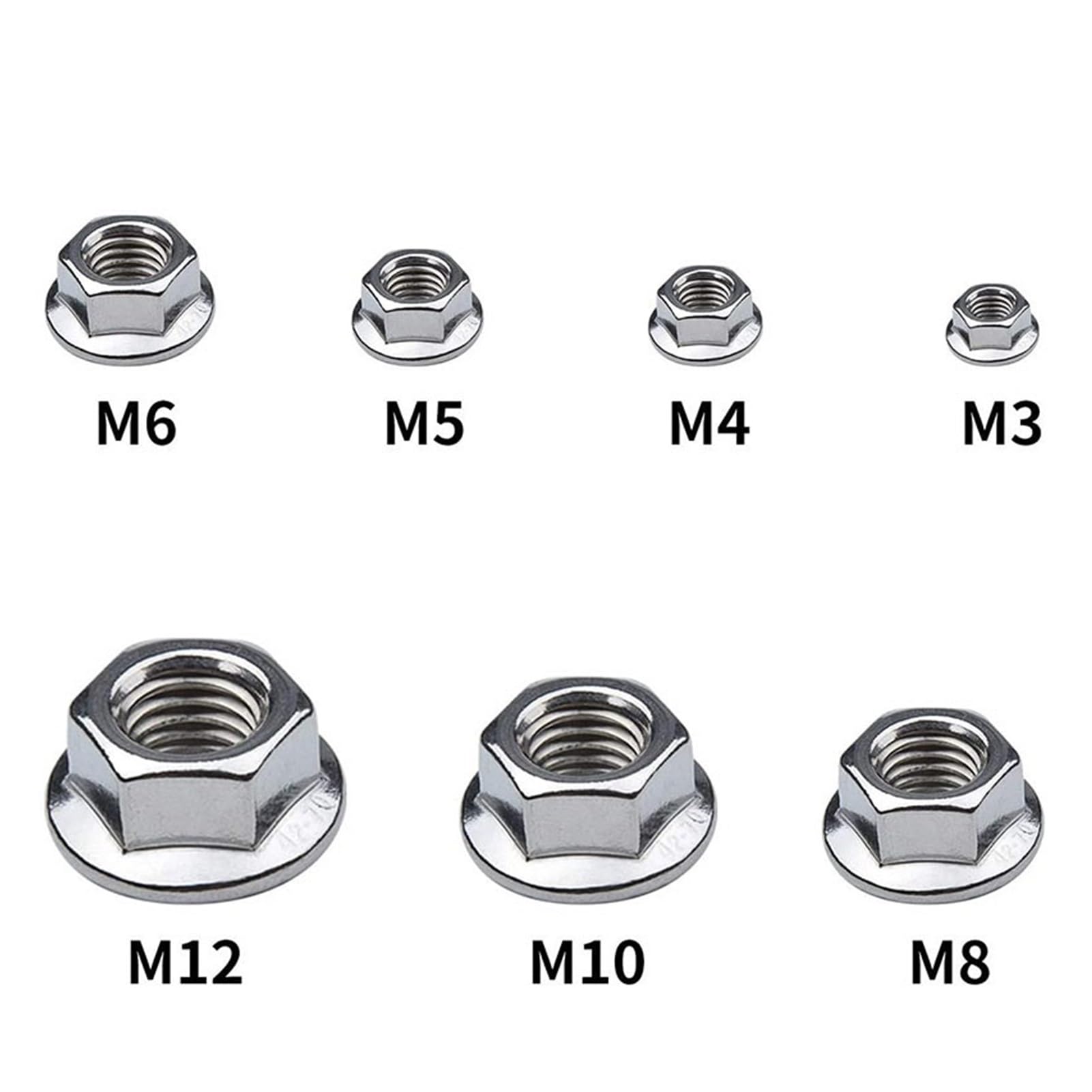 Tuercas Contratuercas Tuerca de sujeción, M3 M4 M5 M6 M8 M10 M12 M16 M20 Tuerca de bloqueo automática dentada de acero inoxidable 304 DIN6923 Spinlock dentado(M10 X 10pcs)