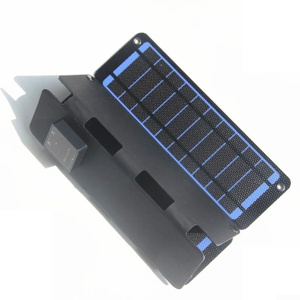 Cargador solar plegable de 13 W con laminación ETFE, silicio monocristalino, doble salida USB, IPX6 resistente al agua para camping y viajes (negro)