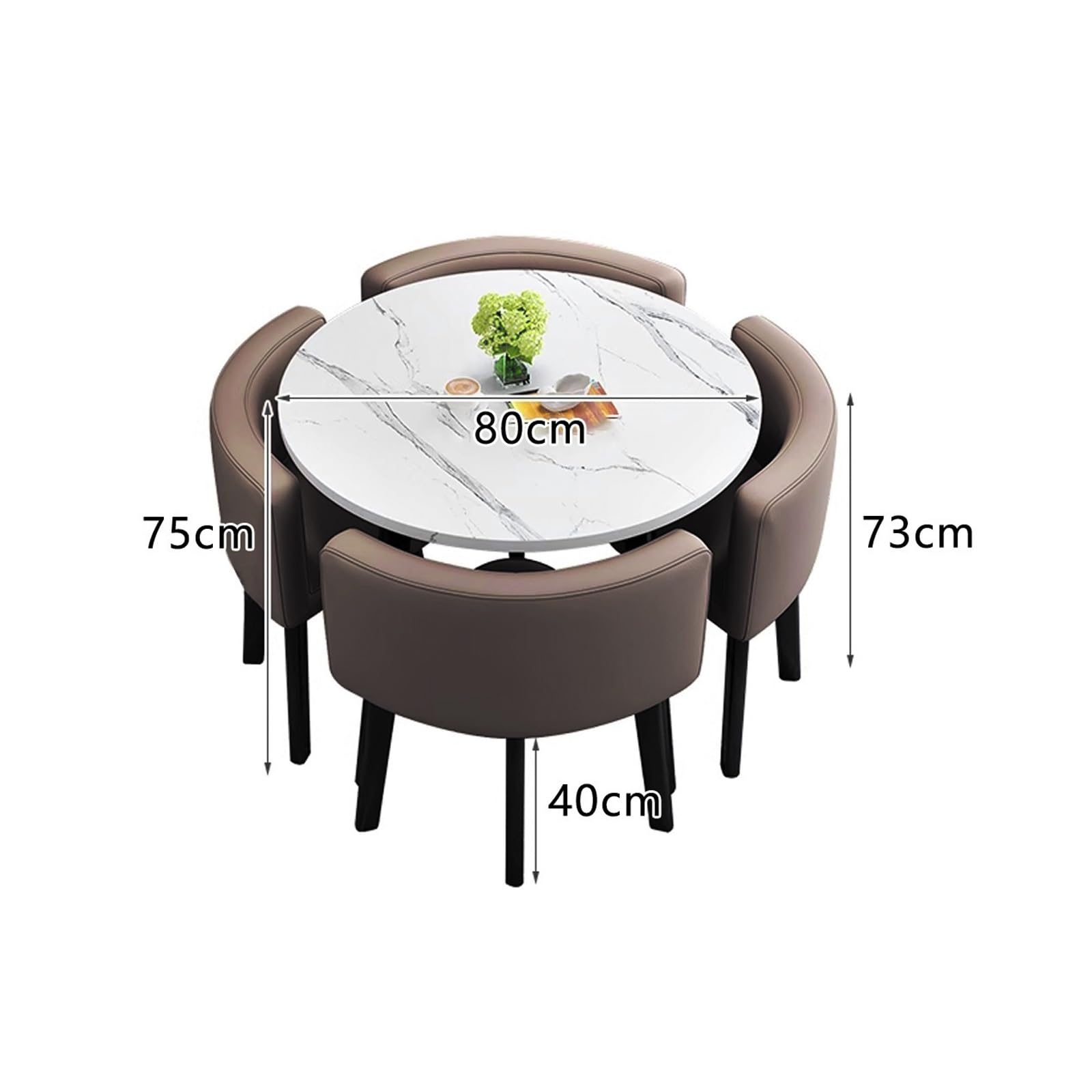 Rundes Esstisch-Set mit 4 Stühlen, Tisch und Stuhl Set, Light Green