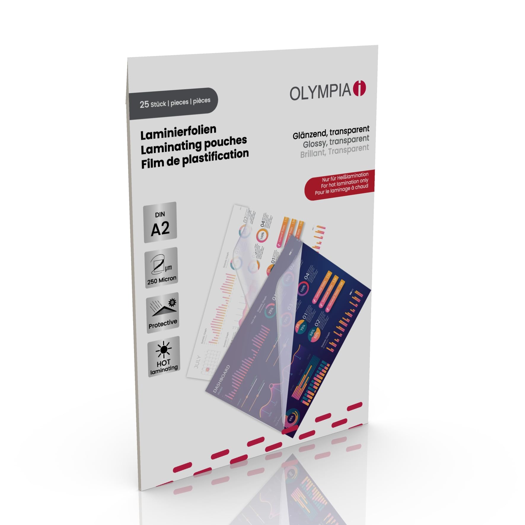 Olympia 9186 Fundas para plastificar, 250 Mic, DIN A2, 25 unidades