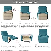 Vista 7 de Funda elástica de jacquard para silla reclinable, funda de sofá de poliéster de 4 piezas con bolsillo lateral, lavable a máquina