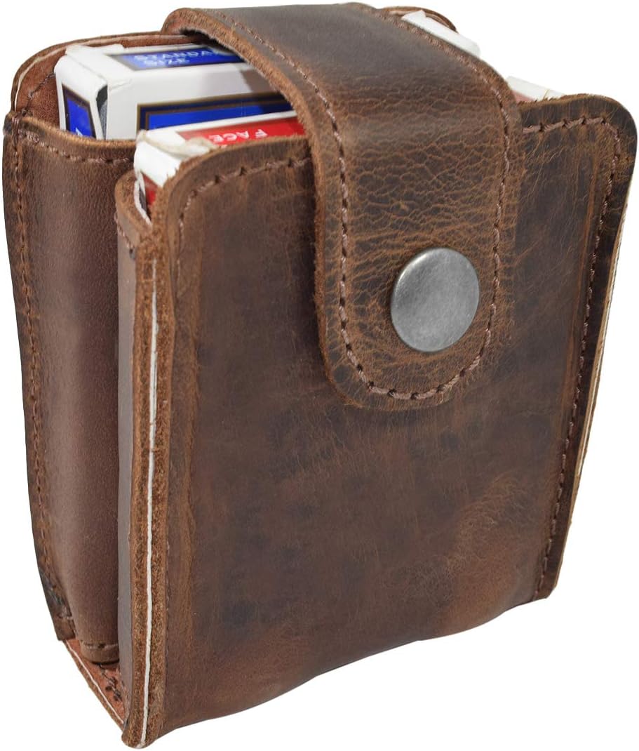 Hide & Drink, Soporte de doble cubierta hecho a mano de cuero de grano completo - Bourbon Brown