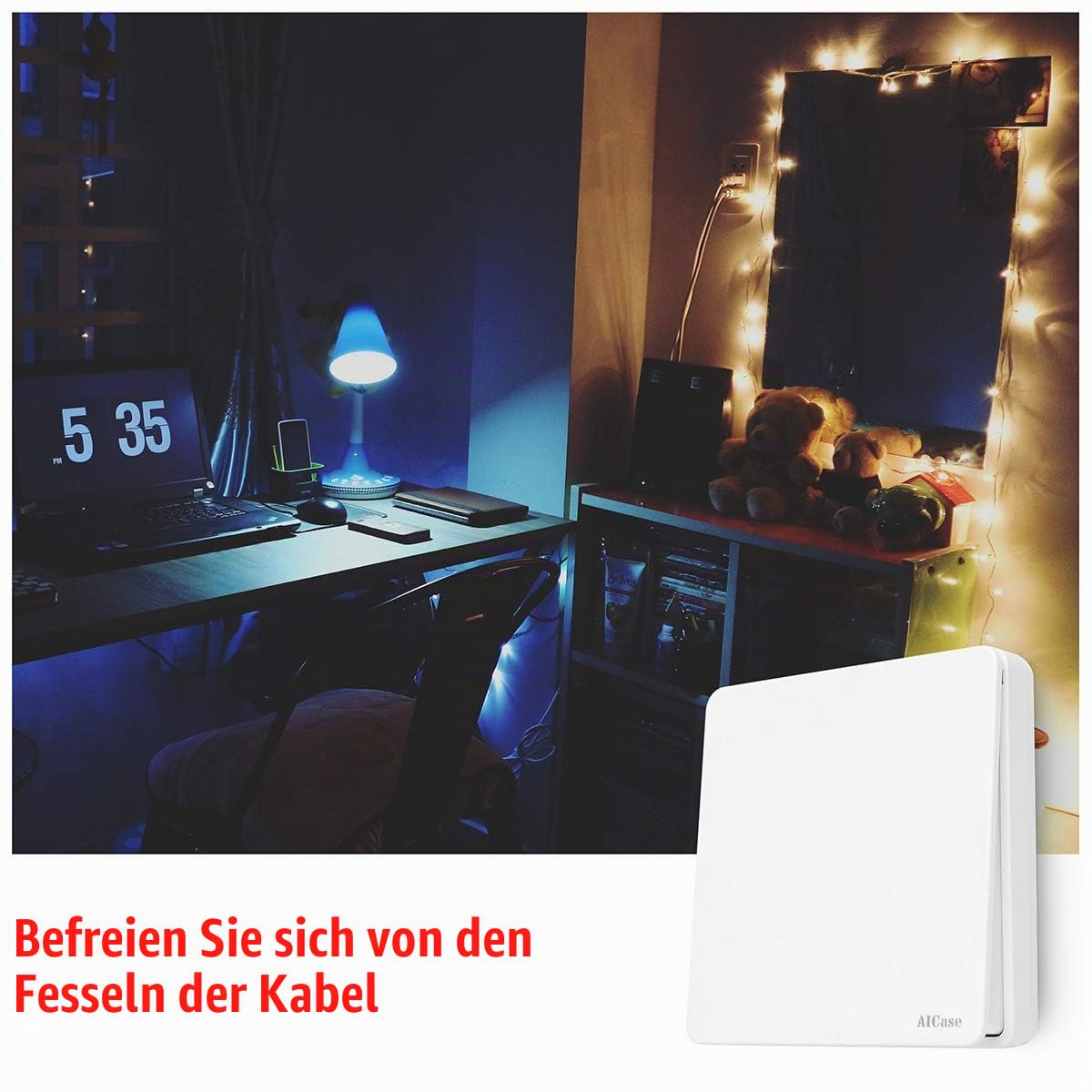 FunkSchalter Lichtschalter Funkschalter Set, Batterielose Wandschalter Aussen Wasserdicht Kabellos kinetische Schalter Empfänger für Lampe Eletrogerät bis 2200W(keine Kabel, kein WLAN erforderlich)