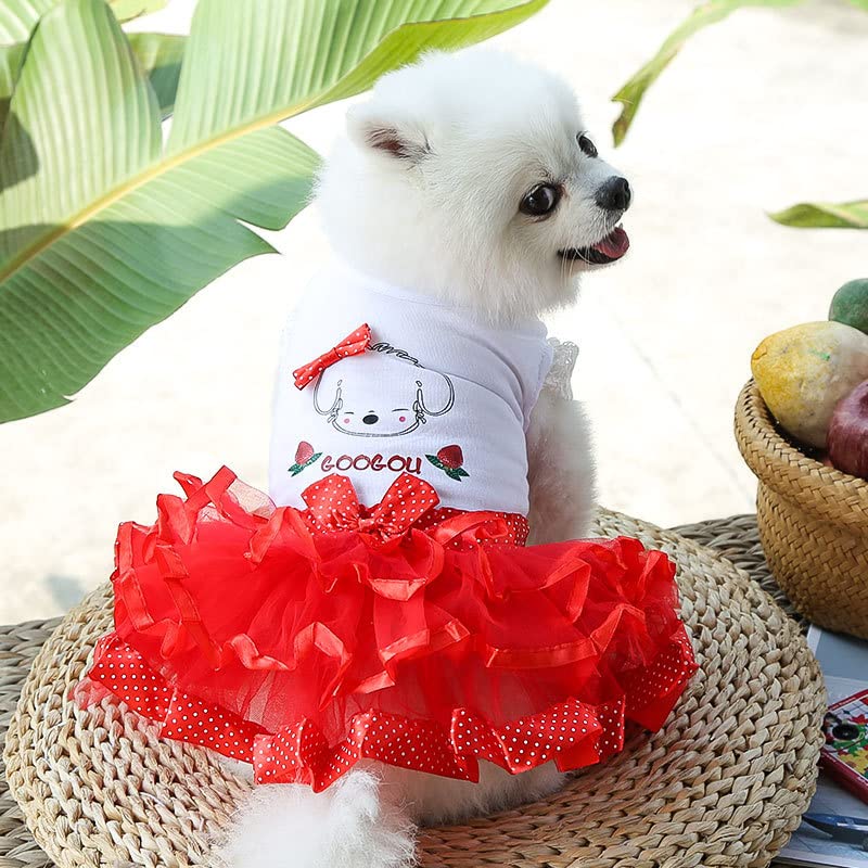 Cute Pet Frilly Dress for Dogs and Cats - Spring and Summer Fruit-Themed Party Gown for Small, Medium, and Large Breeds
