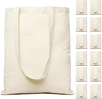 Vista 1 de Greenmile Canvas Tote Bags 12 Pack Blank Reusable Grocery Bags with Handles (12, Natural)