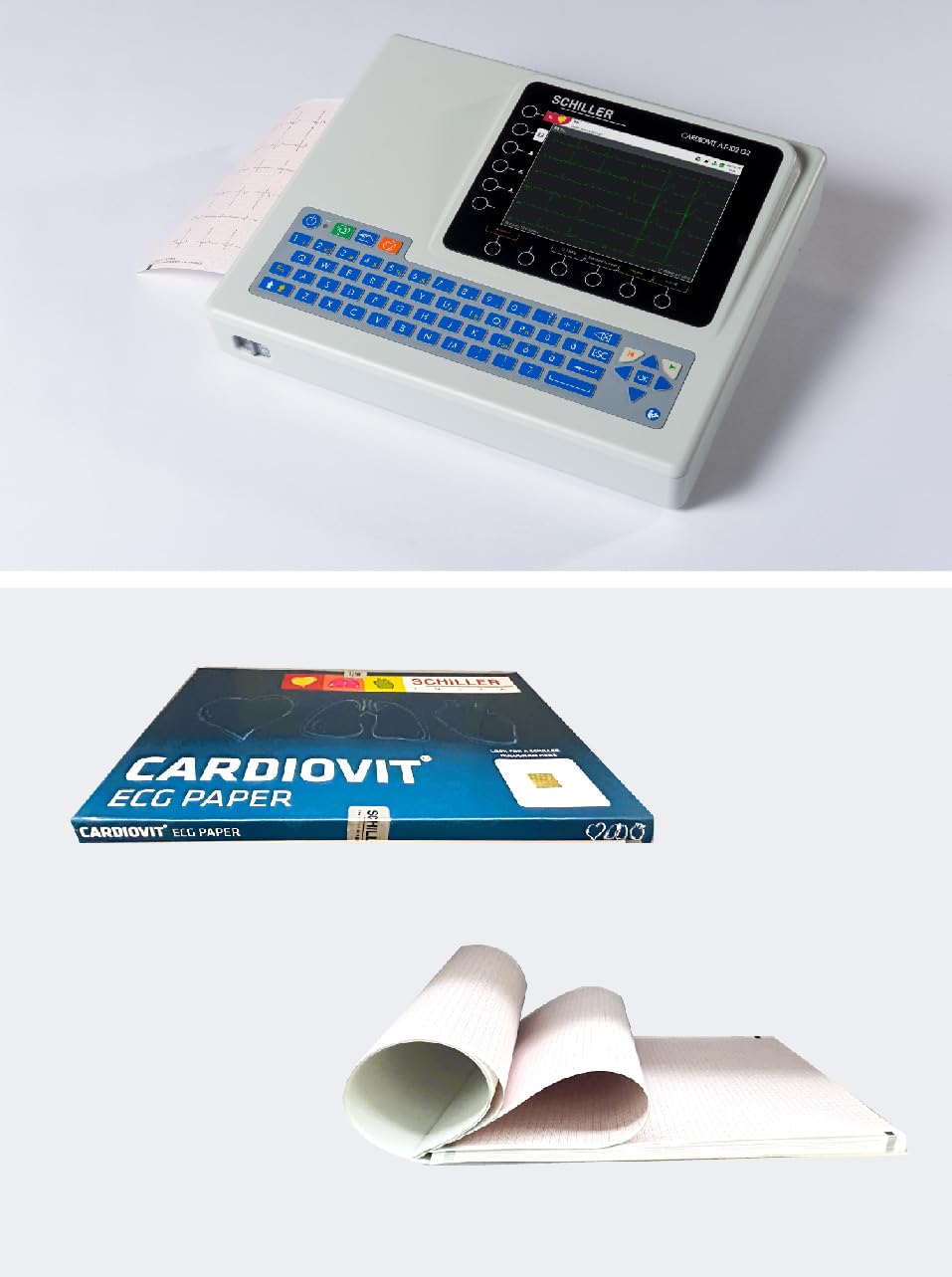 ECG Paper For CARDIOVIT AT-102 G2 | SCHILLER ECG Paper | Length 280 mm And Height 210 mm | 114 Sheets In One Pack (THIN 114 Sheets)