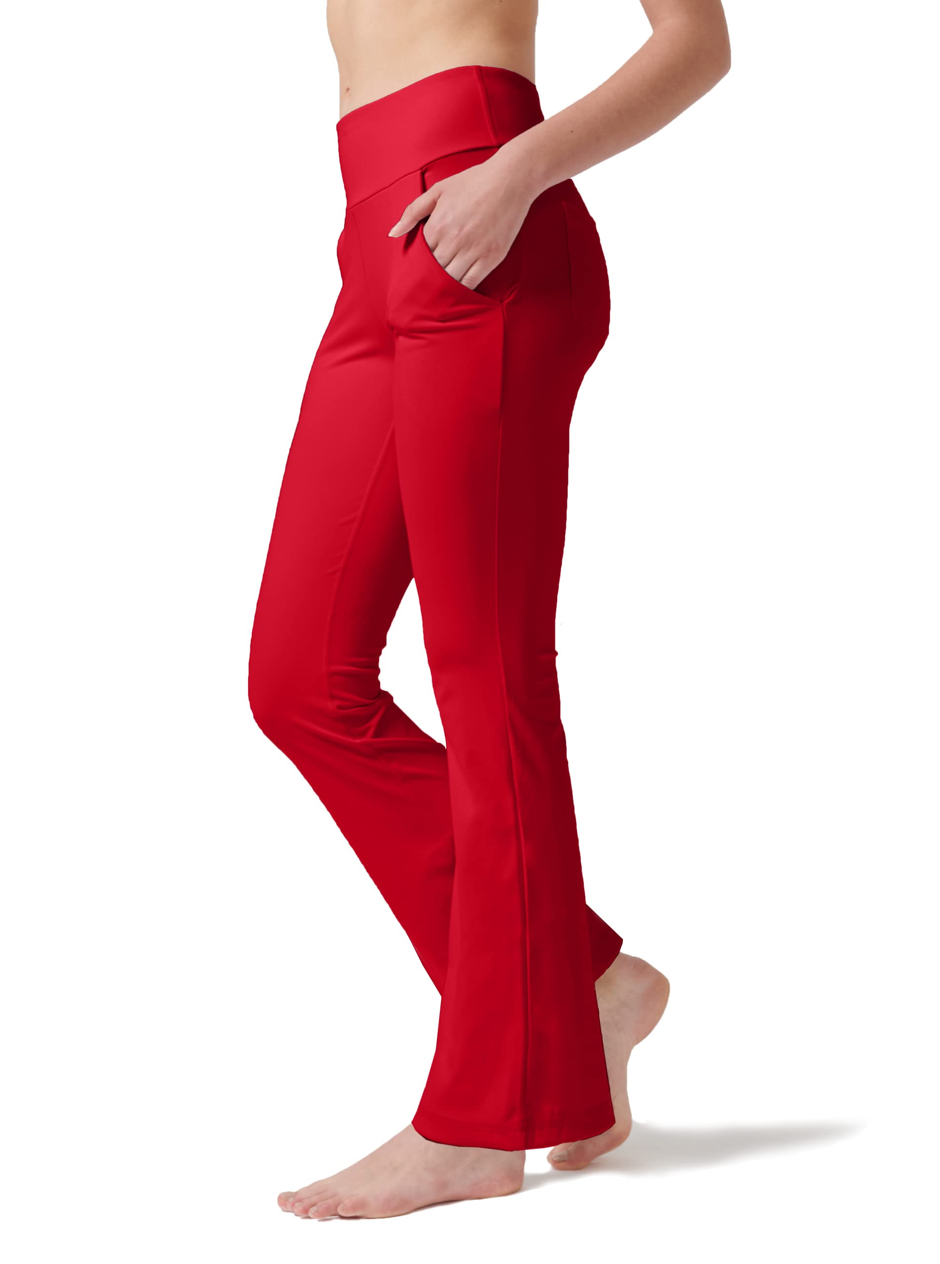 LaiEr Pantaloni da Yoga da Donna con 4 Tasche Pantaloni da Lavoro a Vita Alta 4 Vie Stretch Controllo Pancia Pantaloni Lunghi Svasati, (2 Tasche Laterali e Posteriori),