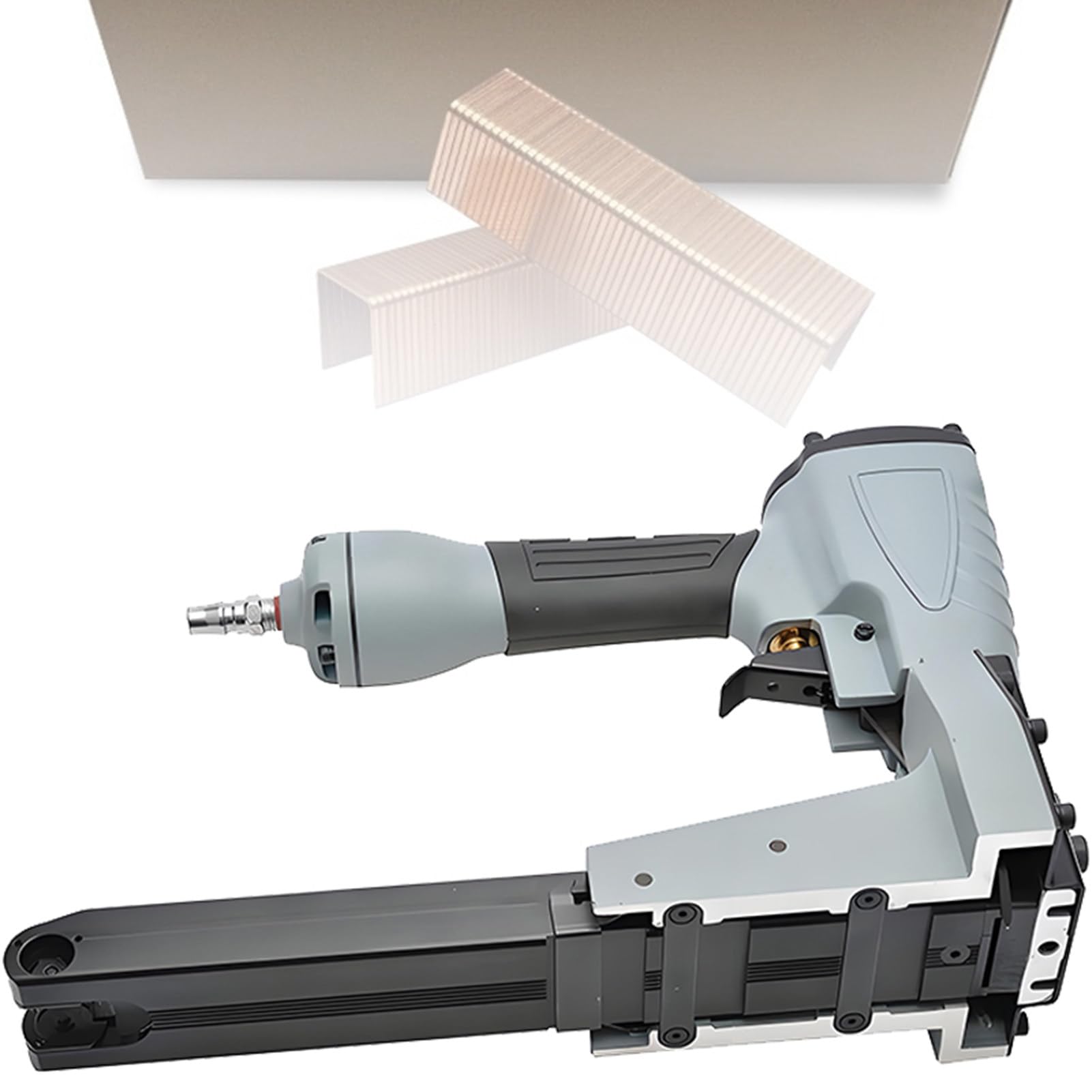 Pistola grapadora para sellado de cajas, compacta y portátil con mango de goma, herramienta neumática para embalaje seguro