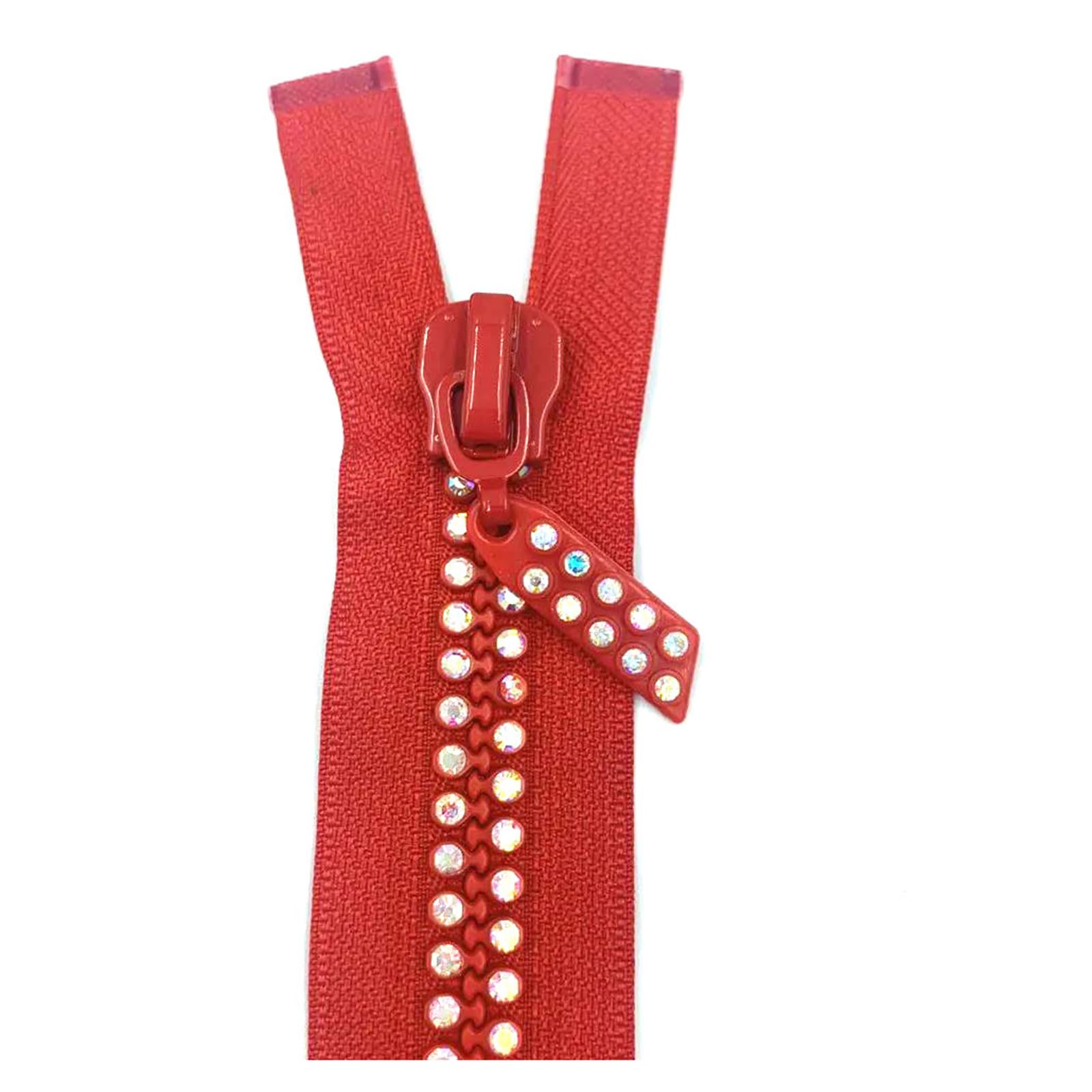 Cremallera separable de doble hebra con diamantes de imitación n.° 10 para confección de vestidos y prendas de vestir, 60 cm (24 pulgadas).,Verde,10# - 10 piezas