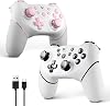 AceGamer 2pcs Wireless Controller für Switch/Switch 2/Lite/OLED Controller für Switch Pro mit Weckfunktion mit einer Taste,Switch Pro Controller mit Doppel vibration/Turbo/Screenshot (Rosa & Weiß)