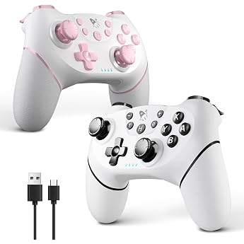 AceGamer 2pcs Wireless Controller f&uuml;r Switch/Switch 2/Lite/OLED, Controller f&uuml;r Switch Pro mit Weckfunktion mit einer Taste，S