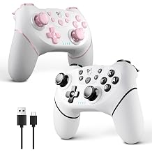 AceGamer 2pcs Wireless Controller f r Switch/Switch 2/Lite/OLED Controller f r Switch Pro mit Weckfunktion mit einer Taste Switch Pro Controller mit Doppel vibration/Turbo/Screenshot Rosa & Wei