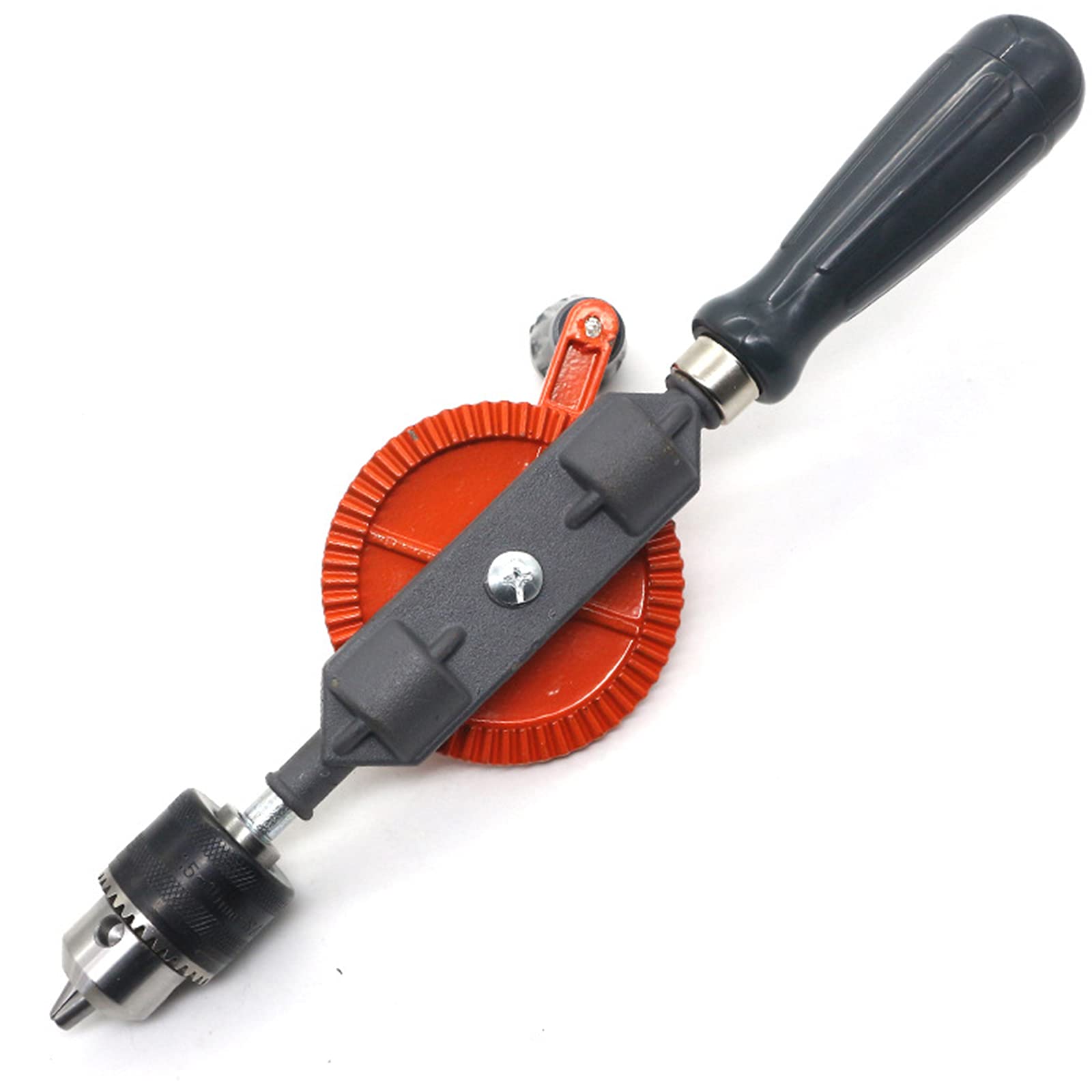 Trapano a manovella, mandrino da 3/8", mini trapano reciproco portatile, con doppio pignone, trapano a mano per legno, plastica (arancione)