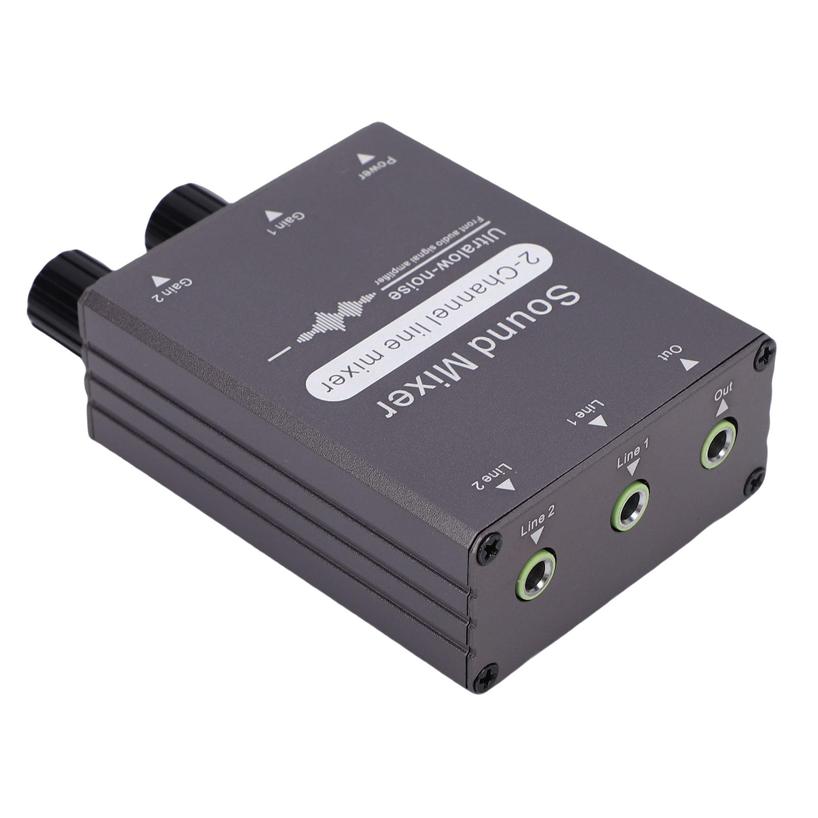Mezclador De Audio De 2 Canales, Mezclador De Sonido Estéreo Mini 2 En 1, Interfaz De 3,5 Mm, Dos Mandos De Control De Volumen Independientes, Para PC, Teléfono