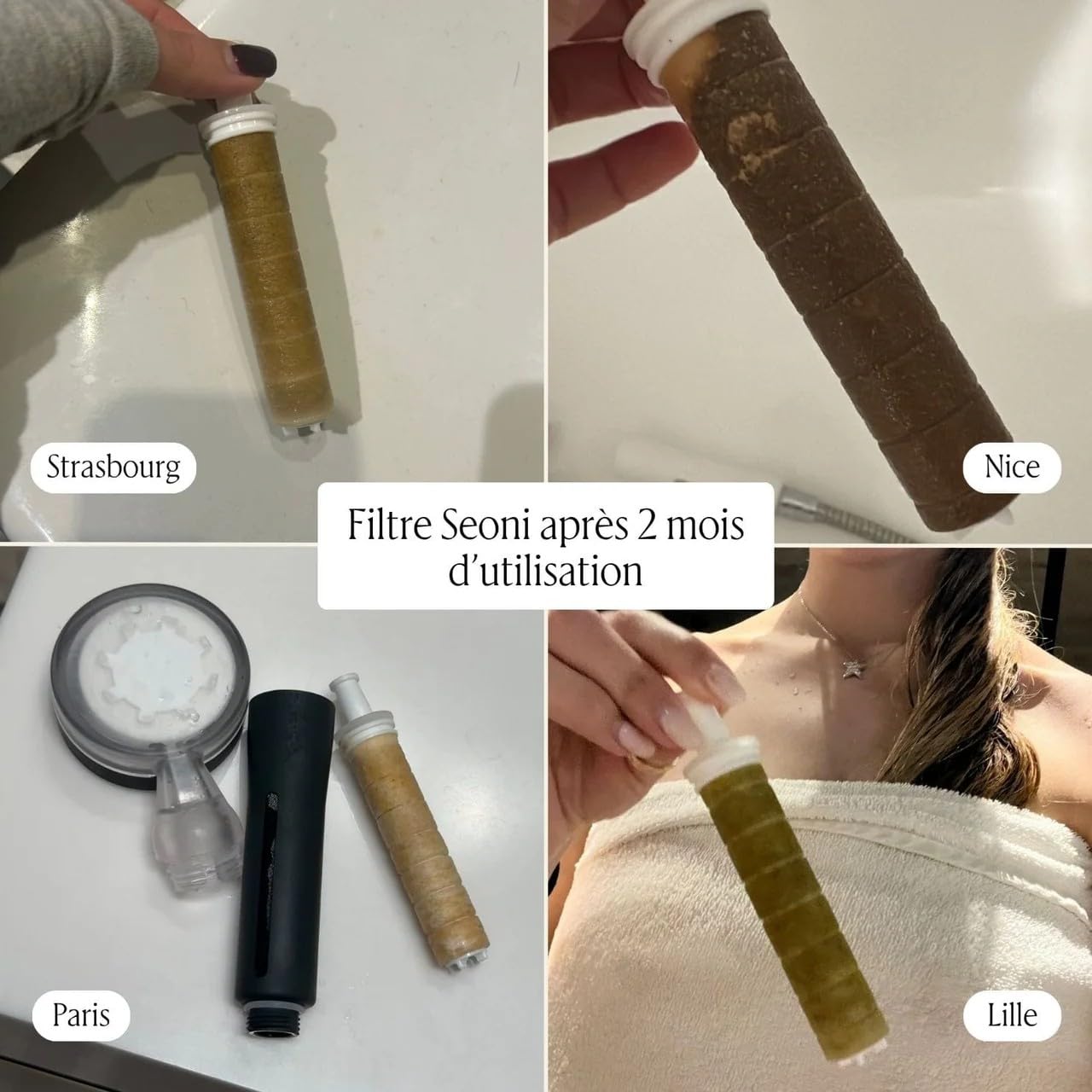 Seoni Pommeau De Douche Filtrante Double Filtration Anti Chlore, Calcaire Et Métaux Lourds