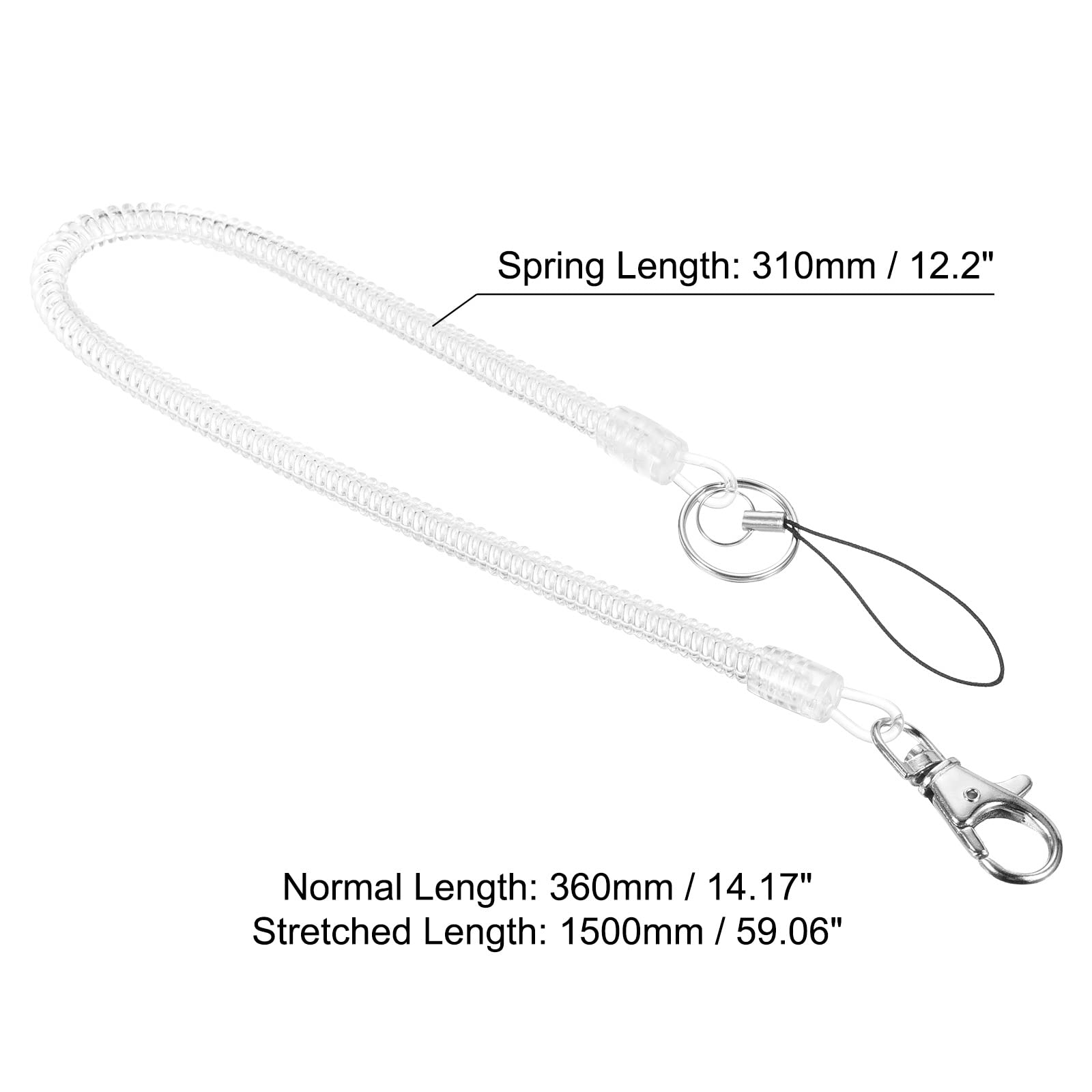 PATIKIL Retractable Coil Spring Keychain With Keyring Lobster Clasp Plastic Spiral Stretchy Cord Strap Snap Hook For Key