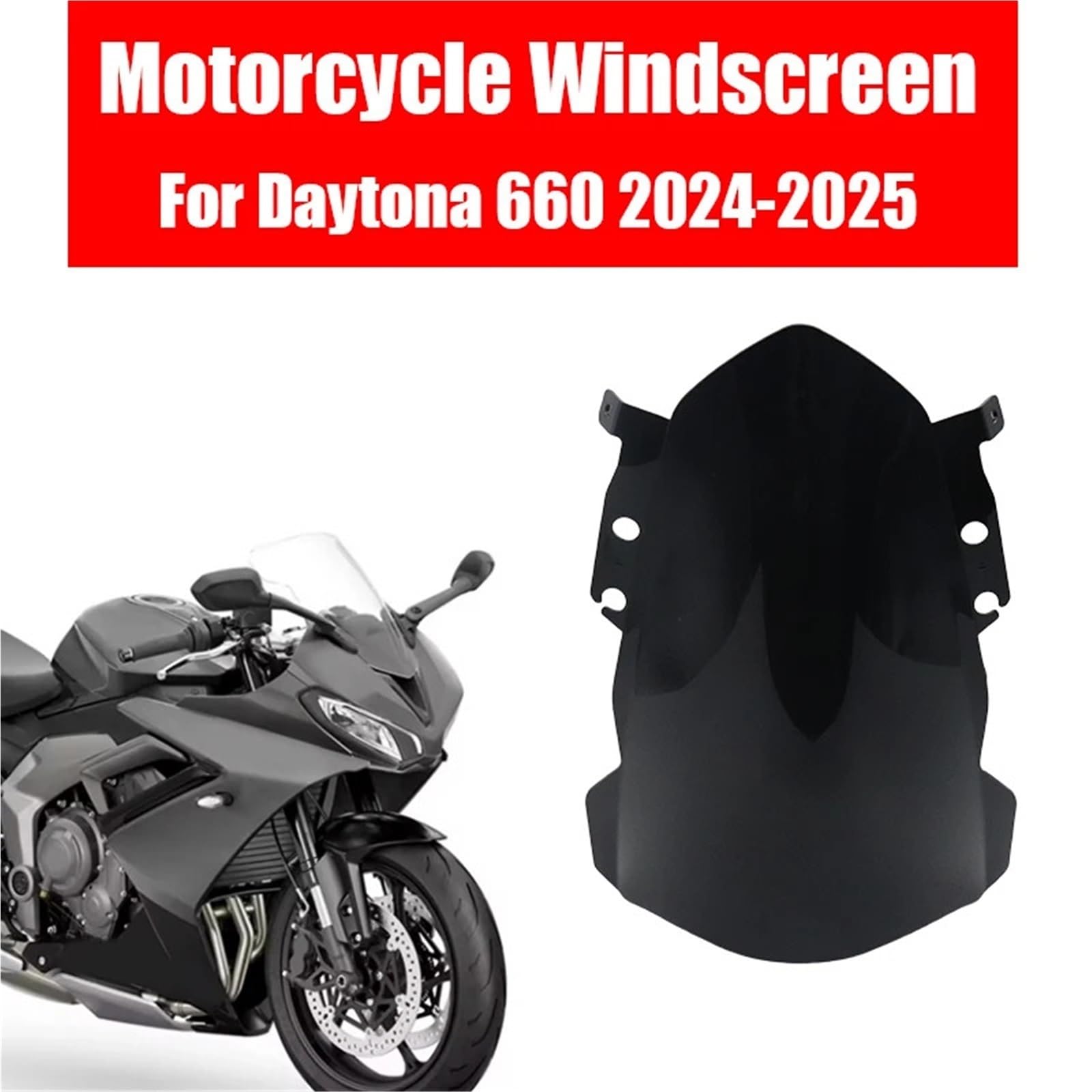 Deflektor motocykla Pasuje do motocykla Daytona 660 2024 2025 Szyba przednia Podwójna osłona przednia z otworem wentylacyjnym(Clear)