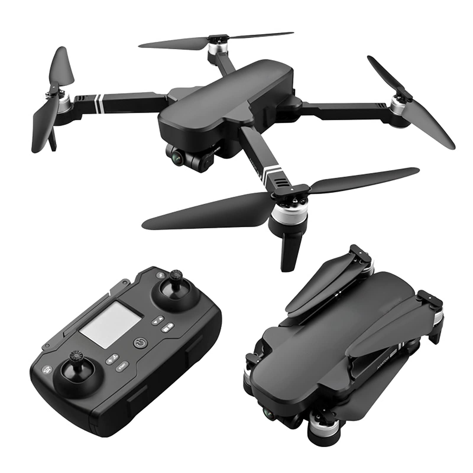 MDybf Drony z kamerami są dla początkujących z kamerą dla dorosłych, 2-osiowa kamera gimbal 4K 2500 W EIS, 2 baterie 56 minut czasu lotu, silnik bezszczotkowy, transmisja FPV 5 GHz, podwójny GPS Auto
