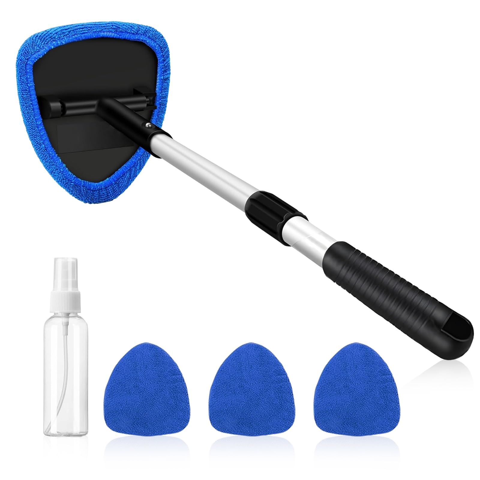 Vonavira Windschutzscheiben Reiniger 5-teiliges Set – Auto Scheibenreiniger mit Teleskopstange, 3 Mikrofaserpads & Sprühflasche – Scheibenreiniger Auto für innen & außen