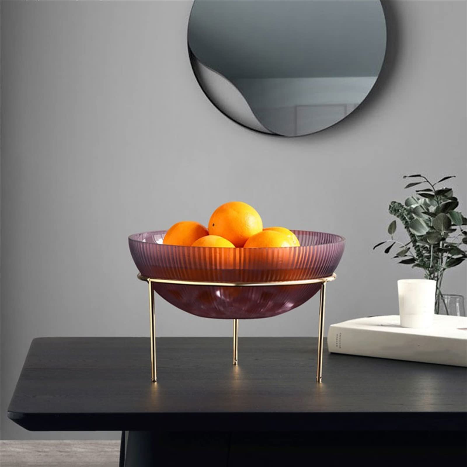 TOMYEUS Bol à Fruits Grand Verre Créatif Haut Pied - Corbeille Fruit Salon Moderne - 24x24x15cm