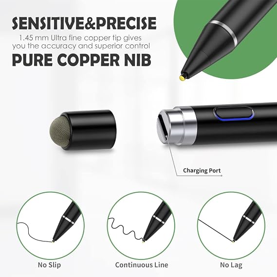 Active Stylus Pens for Touch Screens, Dual Pen Tips for iOS & Android Drawing & Writing, High Precise Digital Pencil for Apple iPhone 15 to 6, iPad Air/Pro/Mini, Phone/Tablet/Samsung/Kindle