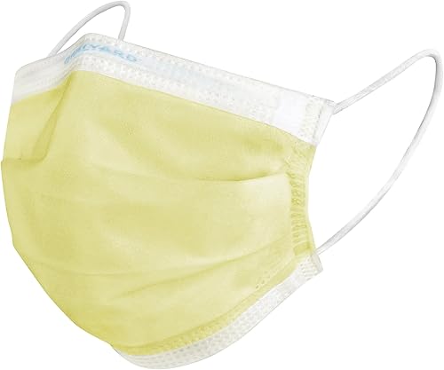 HALYARD Máscara desechable de procedimiento de nivel 1, cintas elásticas para las orejas, amarilla, 47567