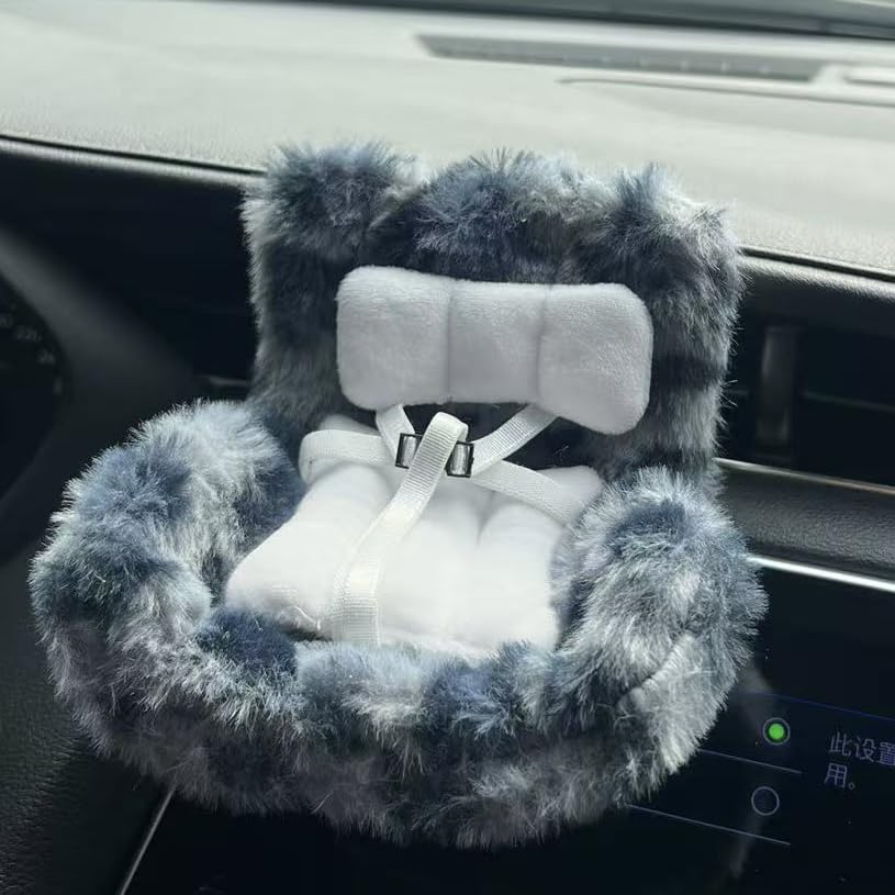 Accessories for Dolls，Safety seat，Car Seat, Doll Sofa, Car Decoration Sofa, Air Vent Clip and Desktop Stand，Suitable for 17cm Doll（no Dolls）(Leopard Gray)
