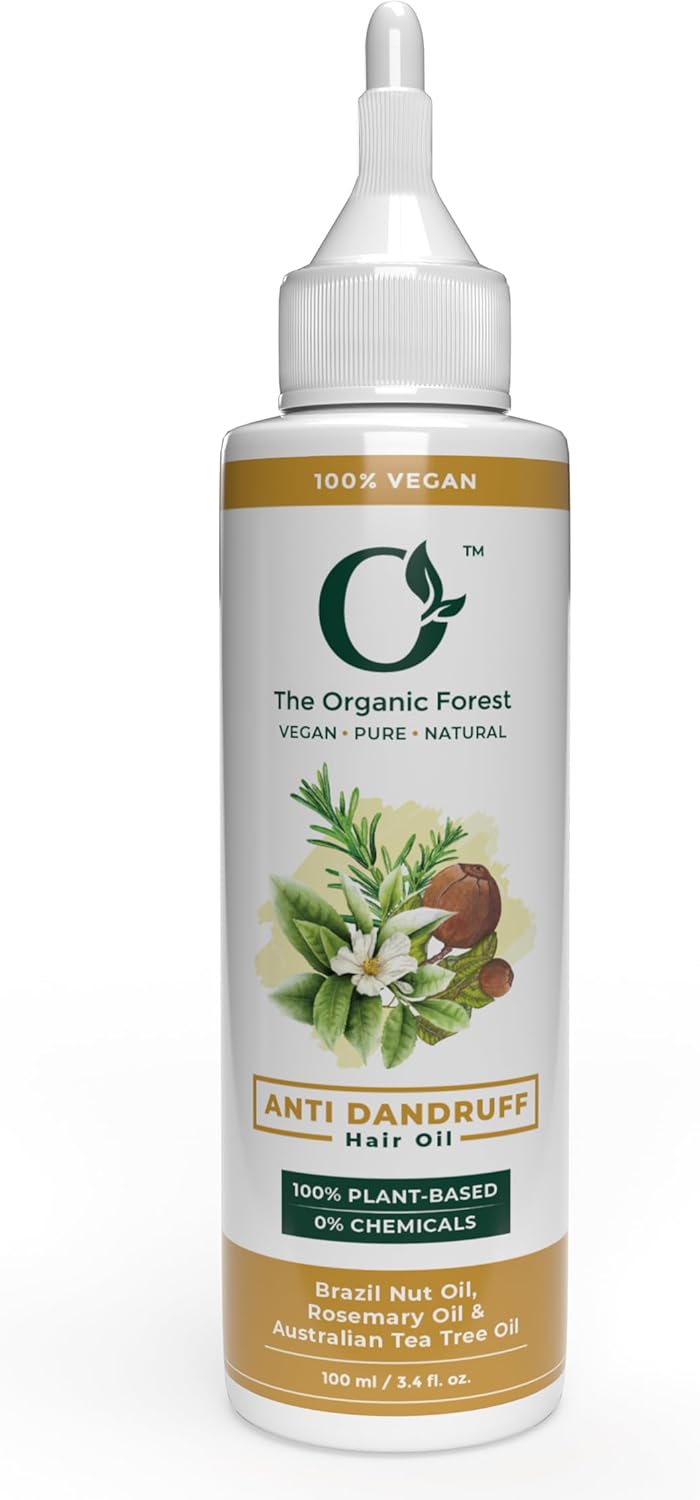 The Organic Forest – The Best Anti Dandruff Oil – Blend of Coconut Hair Oil, Neem Oil, Australian Tea Tree Oil, Rosemary Oil, Lemon Grass Oil, Vitamin E – 100% Chemical Free