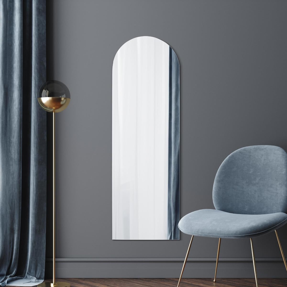 Frameless Arched Leaner/Wall Mirror - 59" X 20" (150CM X 50CM) - Silver - MirrorOutlet