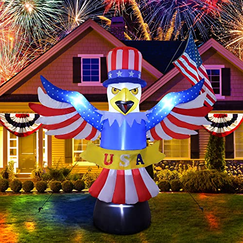 Kyerivs 6Ft Independence Day Inflatable Outdoor Decorations 4Th Of July Inflatables Blow Up Patriotic Flying Bald Eagle Decor Bulid-In Led Lights Home Outdoor Indoor Yard Holiday Decoration #TOP5