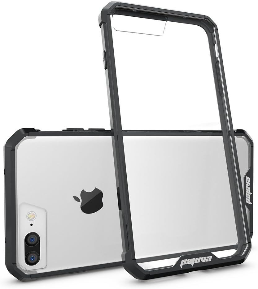 iPhone 7 Plus Case Clear, iPhone 8 Plus Case, Pajuva PC+TPU Transparent Case Thin for iPhone 7/8 Plus Crystal Clear Case with Bumper (Black)