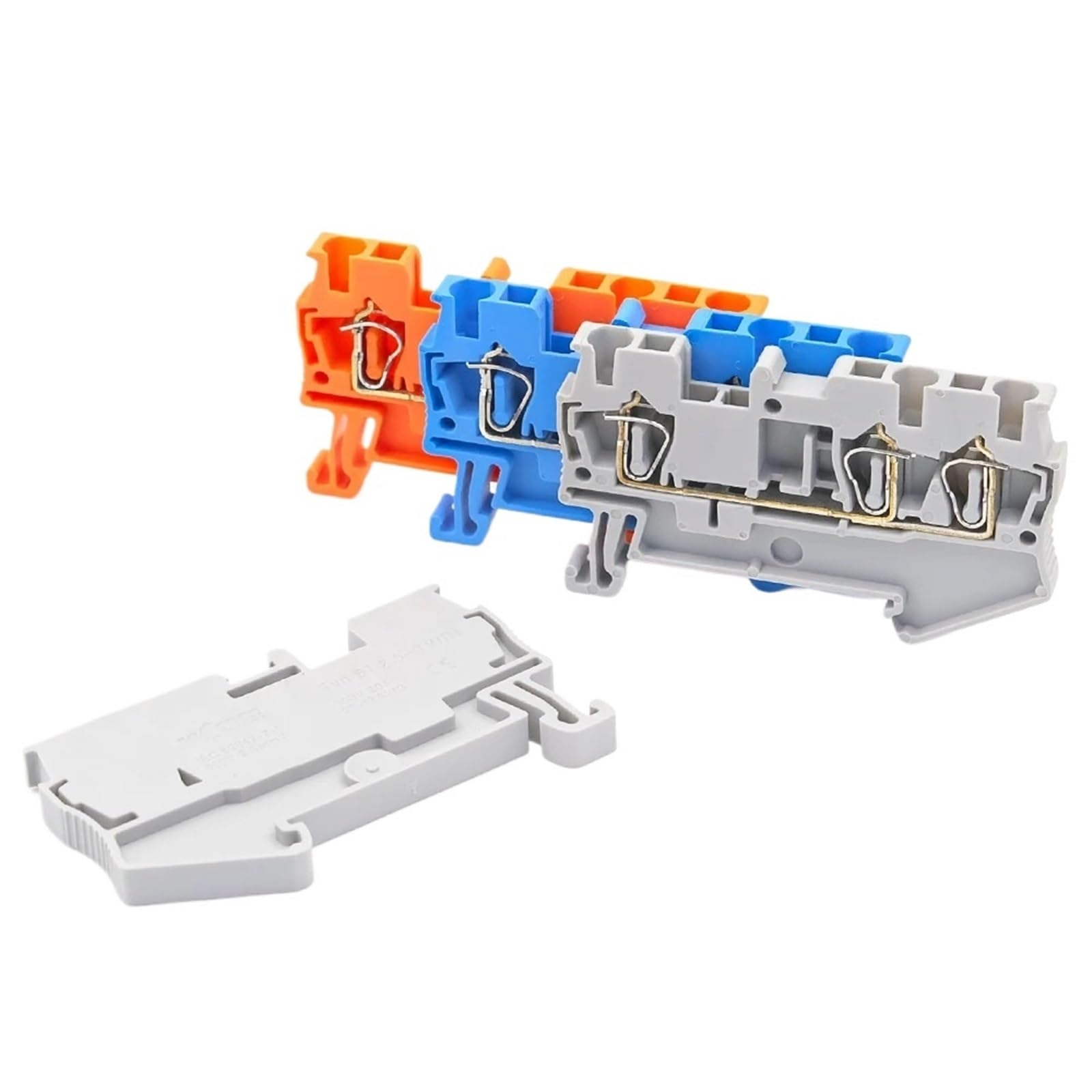 JDOUNFMO 10Pcs ST2.5-Twin Spring Clamp Terminal Block, 2.5mm² DIN Rail Connectors, 28A 1-in-2-out(ST-2.5-Twin-Gray)