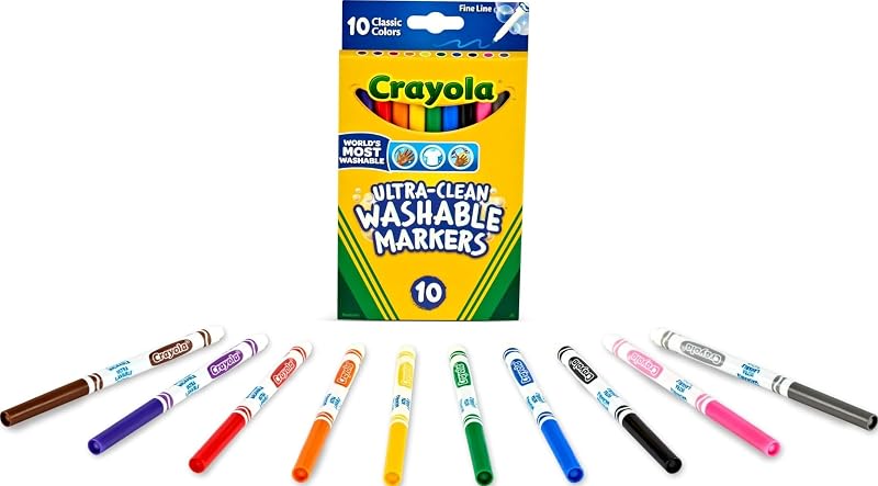 Ultra-Clean Washable Markers, Fine Line Multicolor, 10 Count