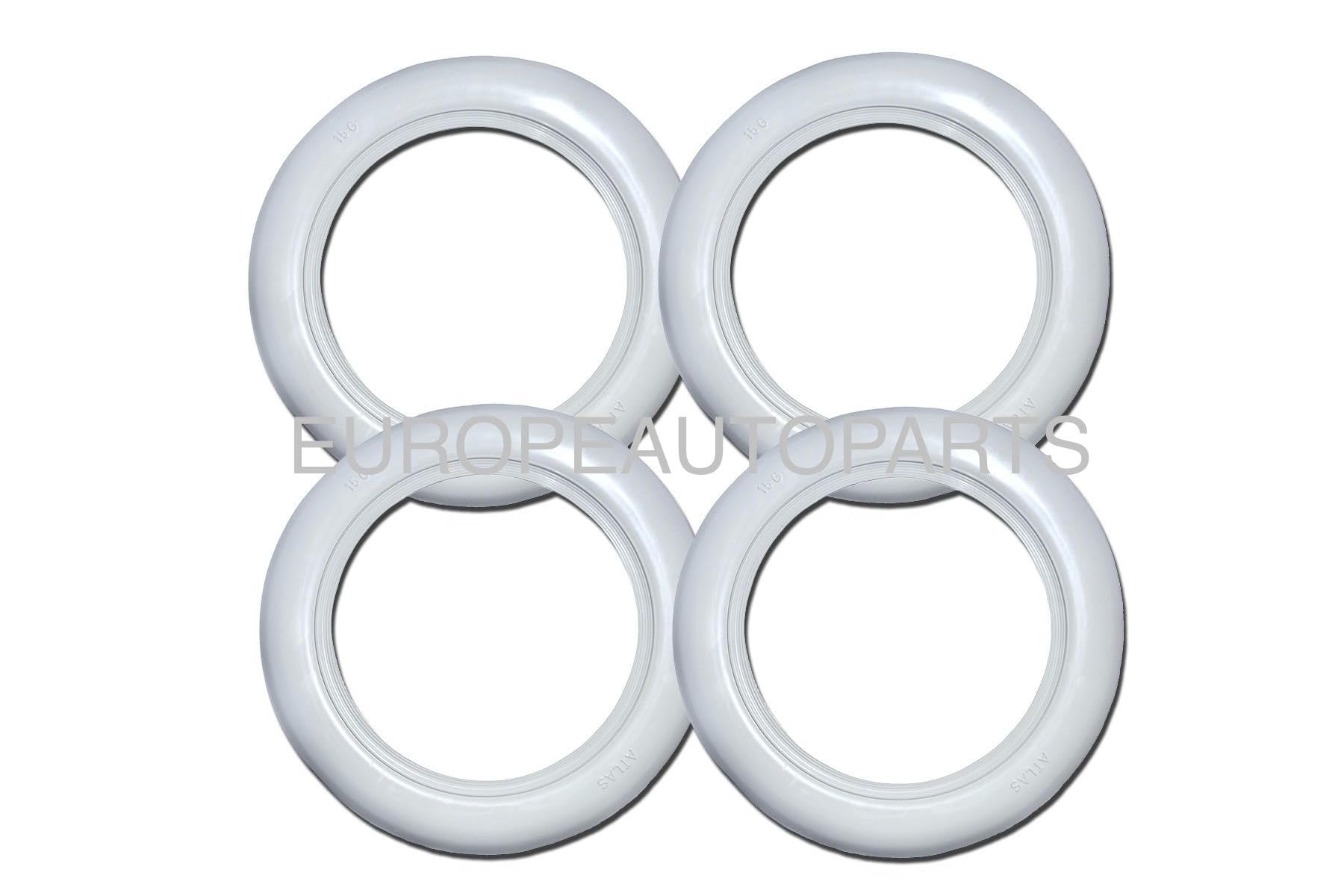 Generic Firestone Tire Style 15 x 3 inch Wide Whitewall Port-o-Wall Tyre Insert Trim Set of4