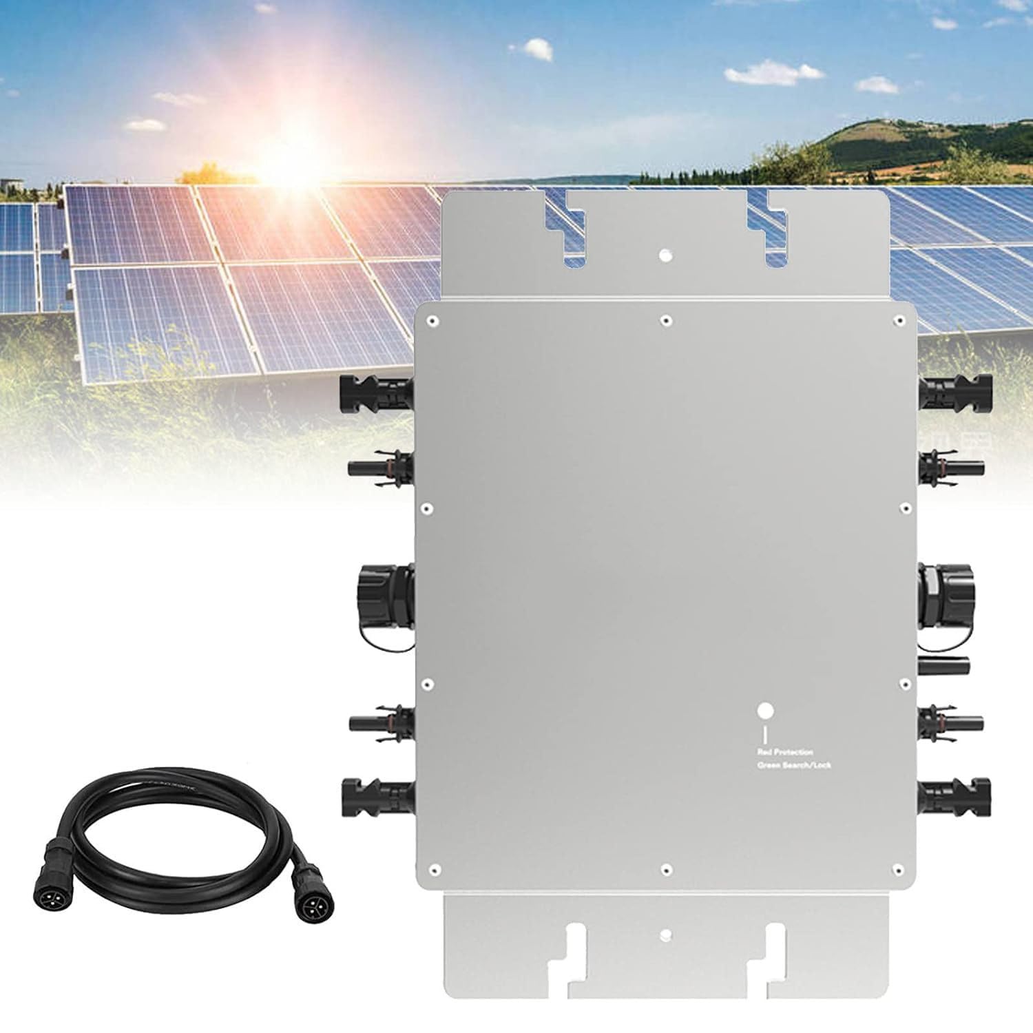 Micro-onduleur Solaire, onduleur Solaire 1600 W, étanche IP65, Identification Automatique de la Tension CA, en Alliage d'aluminium, pour énergie Solaire multifonctionnelle