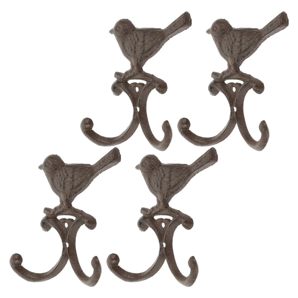 Healifty Gancho de Pared de Hierro Forma de Pájaro Vintage, 4piezas