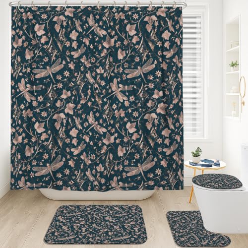 Rideau de douche lavable bleu sarcelle motif libellule 183x183 cm - 3