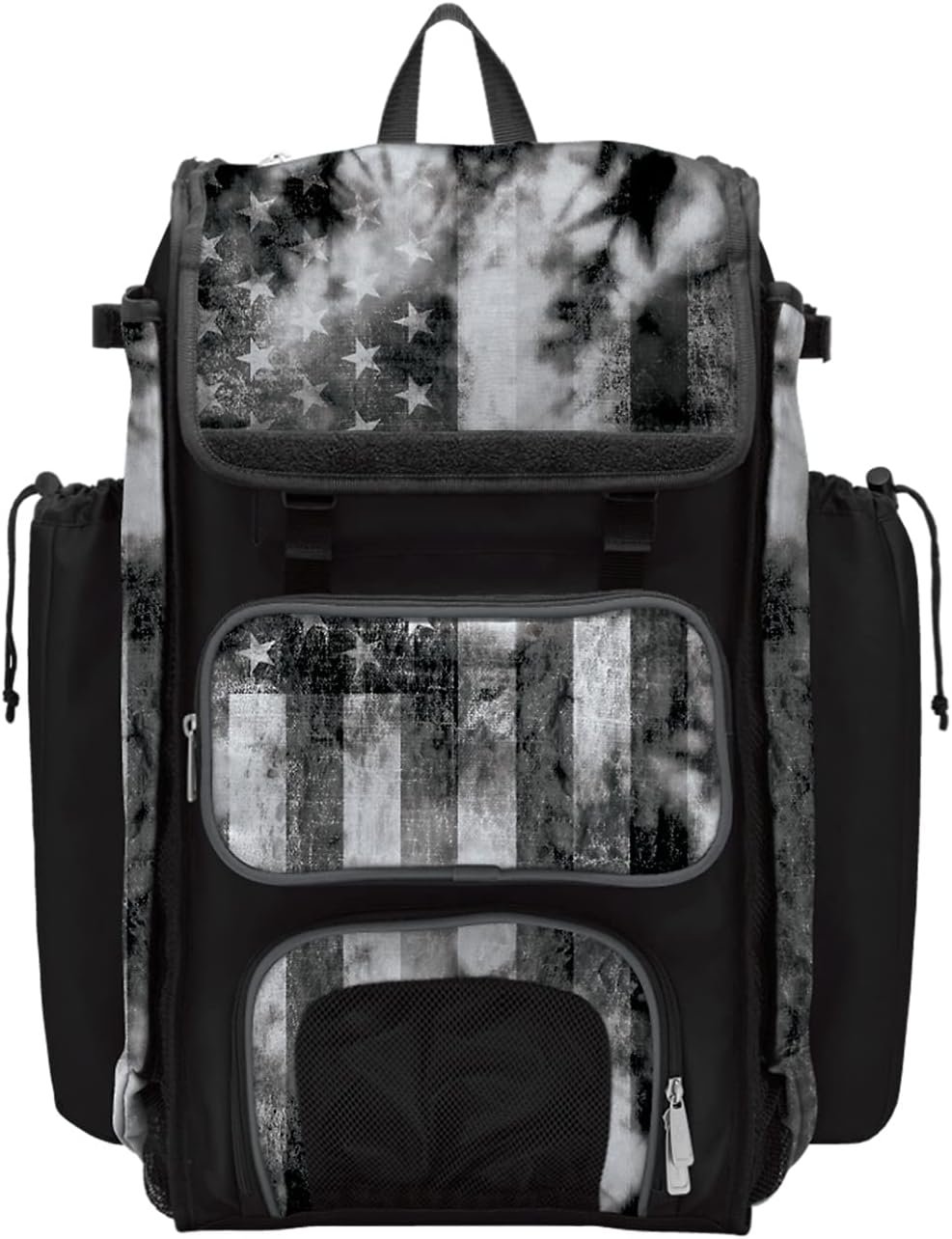 Boombah Catchers Superpack Bat Bag - 23-1/2" x 13-1/2" x 9-1/2" - USA Old Glory Black Ops Black/Charcoal/White - Holds 4 Bats - Backpack Version (no Wheels)