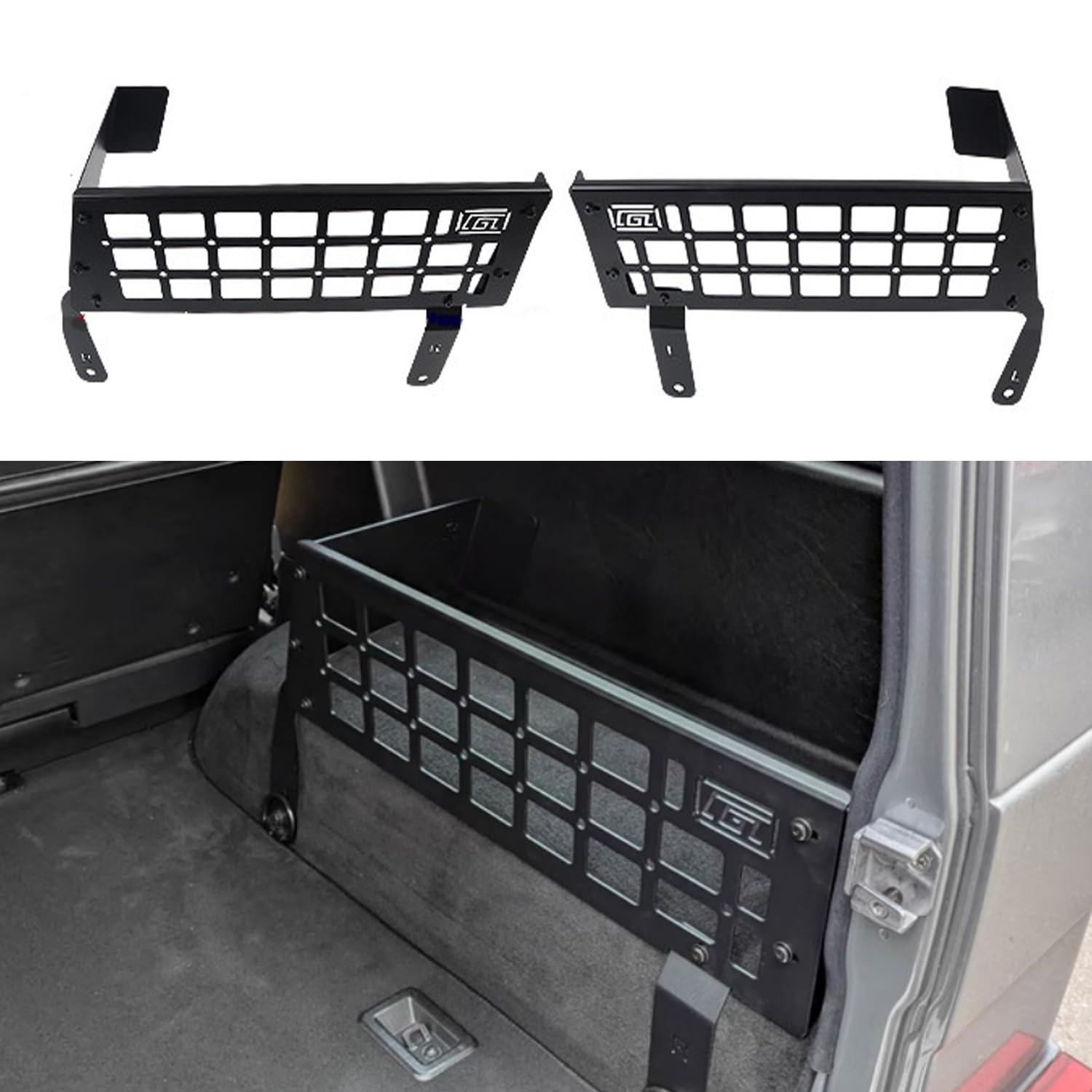 for Mercedes-Benz G-Class G500 G55 2004-2017 Modular Storage Panel Shelf Rear Trunk Luggage Molle Panel Luggage Carrier Trunk Organizer Aluminum Alloy