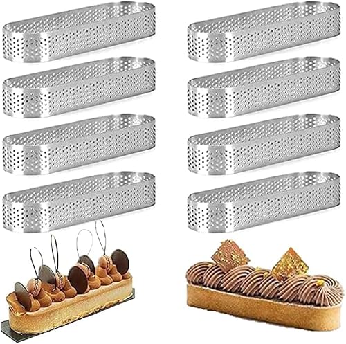 RONGKUN 8-Teilige Ovale Tortenringe aus Edelstahl, hitzebeständig, perforiert, Tortenring, Mousseform, Turm, Tortenform, Kuchenform, Backen, Dessertring, Werkzeuge Cover