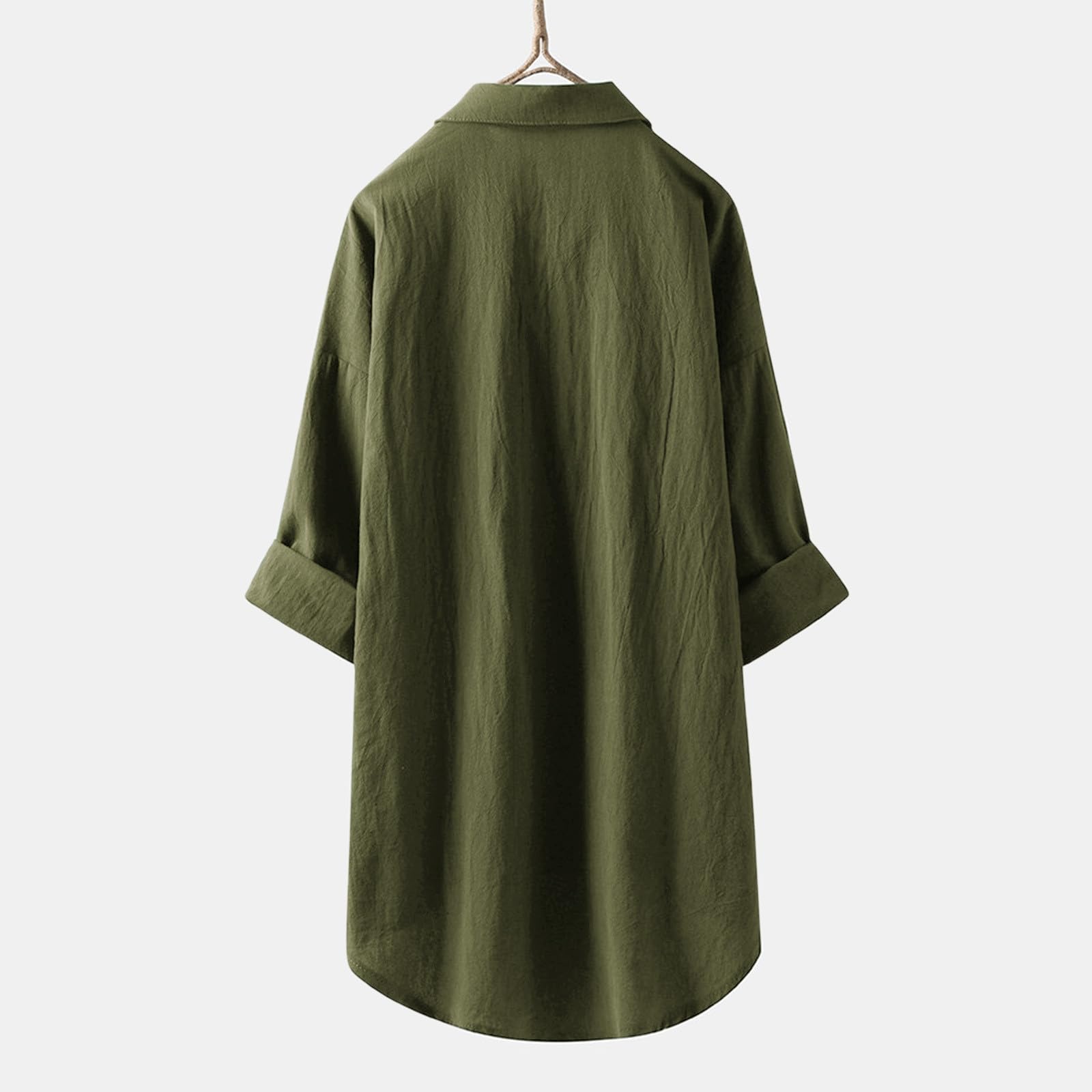 Chemise boutonnée en mousseline de lin pour femme tendance 2025 couleur unie à manches longues et col léger en lin et coton - Tunique d'été surdimensionnée en gaze de printemps pour femme