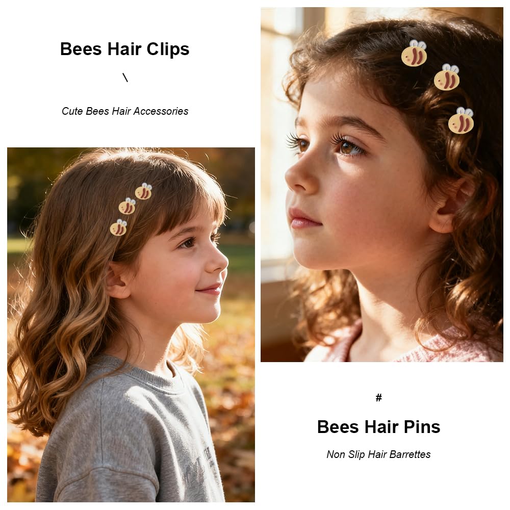 12pcs Bees Hair Clips With Hair Ties For Women Cute Mini Bee Snap Hair Pins Water Drop Non Slip Hair Barrettes small Hair Accessories For Girls - Image 3